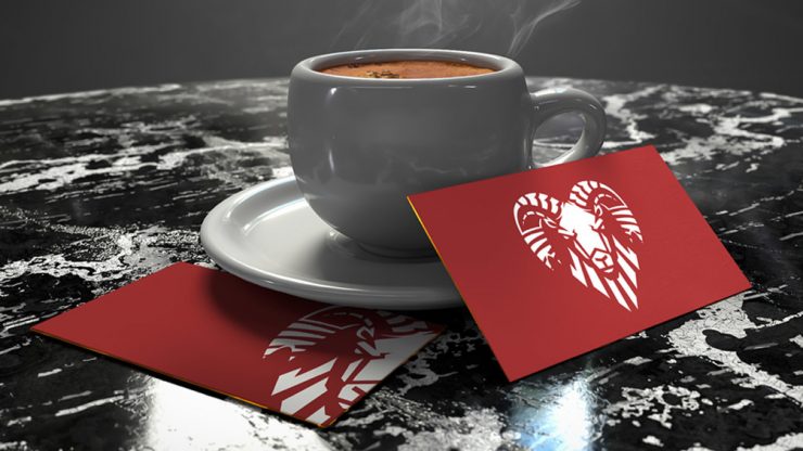 Business Card With Coffee Cup Mockup Free PSD
