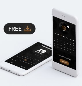 Dark Calendar App UI Free PSD