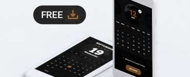 Dark Calendar App UI Free PSD