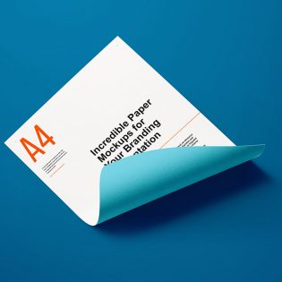A4 Curled Paper Mockup PSD