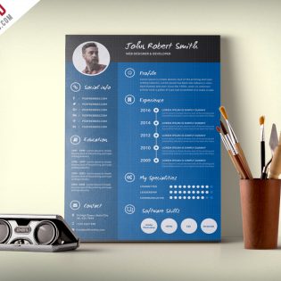 Creative and Professional Resume CV Free PSD Template
