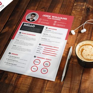 Clean and Sharp Resume CV Template Free PSD