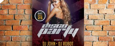Disco Party Poster Flyer Template Free PSD