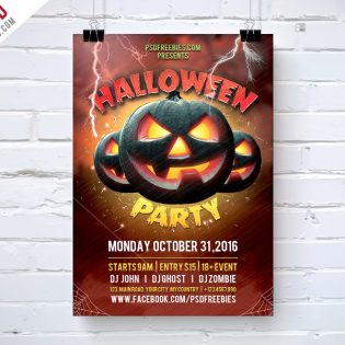 Halloween Party Flyer Template Free PSD