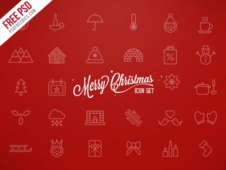 Merry Christmas Icons Free PSD