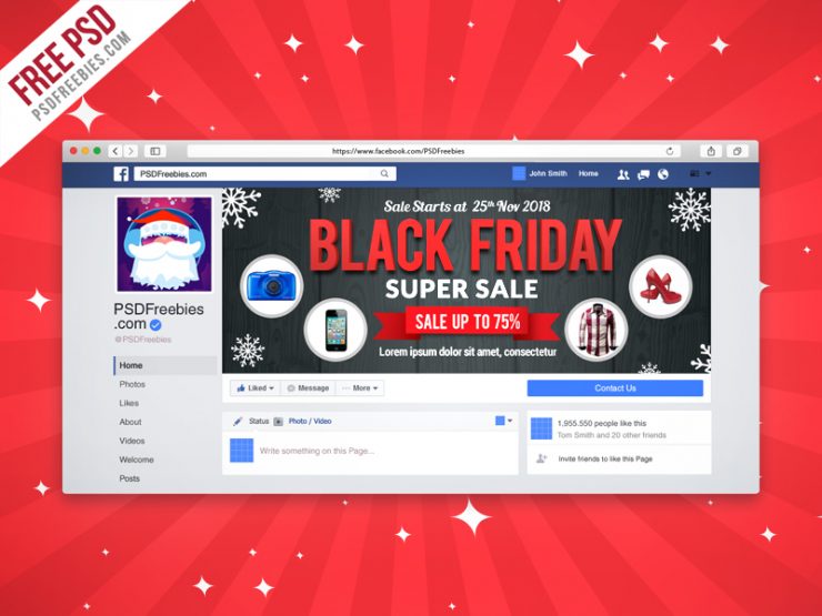 Black Friday Sale Facebook Cover Picture Free PSD
