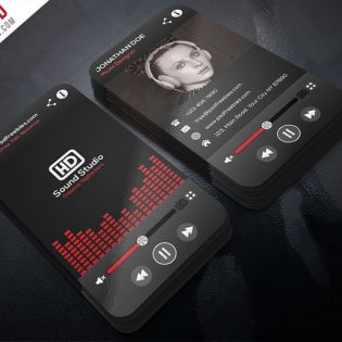 Music Player Style Business Card Template PSD