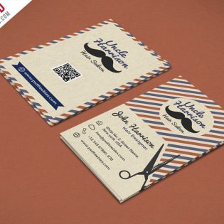 Retro Barber Shop Business Card PSD Template
