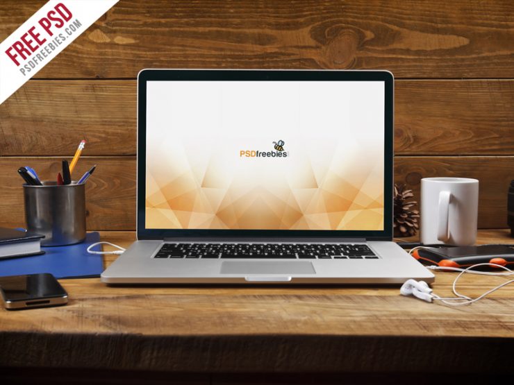 MacBook Pro Front View Mockup Free PSD