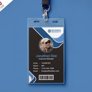 Multipurpose Dark Office ID Card Free PSD Template