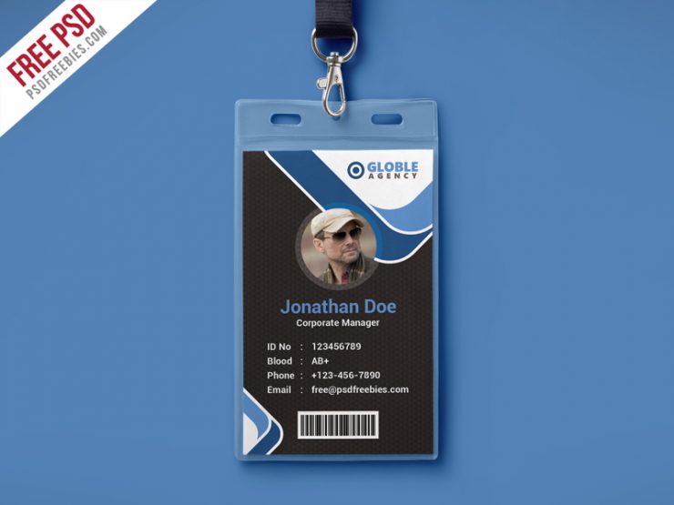 Multipurpose Dark Office ID Card Free PSD Template – Download PSD