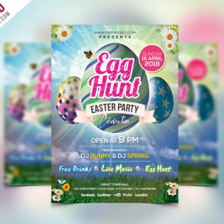 Easter Party Invitation Flyer Template PSD