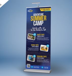 Adventure Summer Camp Roll-Up Banner PSD Template