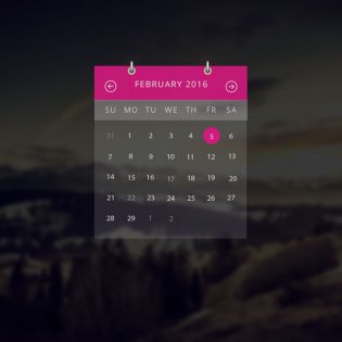 Transparent Calendar Widget UI Free PSD