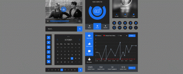 Sleek Dark Style Flat Ui Kit Free PSD