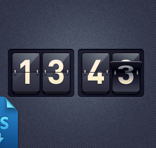 Flip Style Clock Countdown UI Free PSD