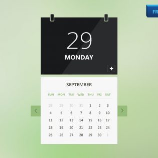 Flat style Calendar UI Design Free PSD