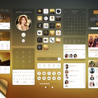 Gold style iPhone UI Kit Free PSD
