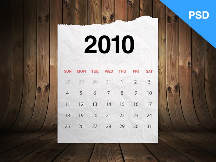 Realistic Paper Calendar Template Free PSD Download PSD