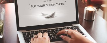 Working on MacBook Mockup Free PSD