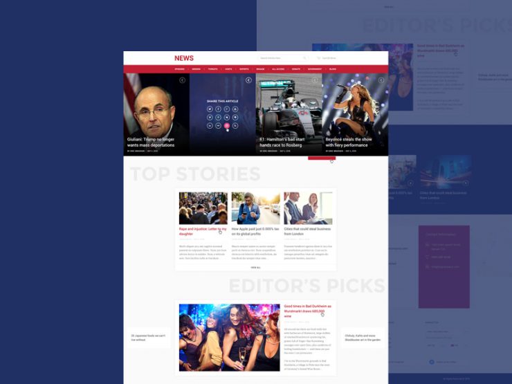 News and Magazine Style Website Template PSD