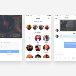 iOS Chat Application Screen UI Free PSD