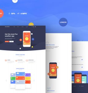 Weather Application Landing Page Template Free PSD
