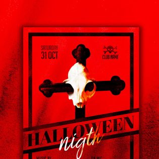 Halloween Red Flyer Template Free PSD