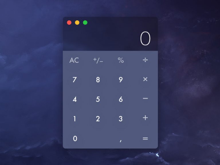 Dark Calculator Widget UI Free PSD – Download PSD