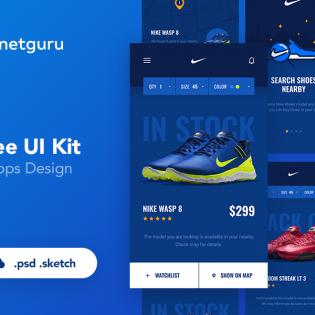 Shoes eCommerce Mobile App UI Kit Free PSD