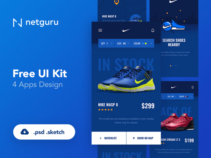 Download Shoes eCommerce Mobile App UI Kit Free PSD - Download PSD