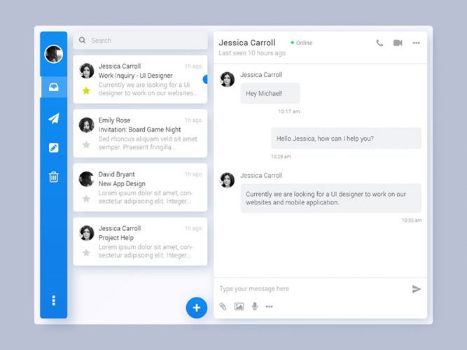 Direct Messaging application UI Free PSD – Download PSD
