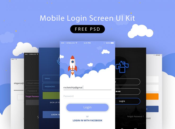 Mobile Login Screen UI Kit PSD