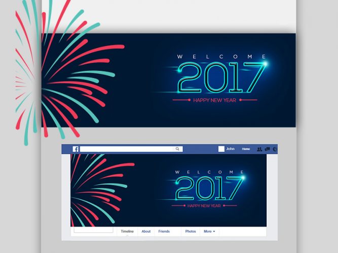 Happy New Year Facebook Cover Free PSD