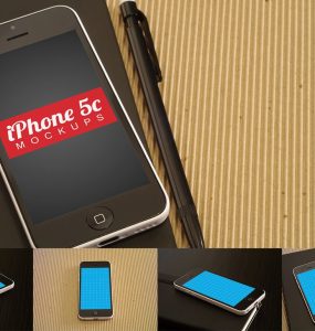 4 iPhone 5c Mockups Free PSD