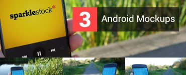 3 Outdoor Realistic Android in Hand Mockups Free PSD
