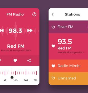Colorful Mobile Radio App UI Free PSD