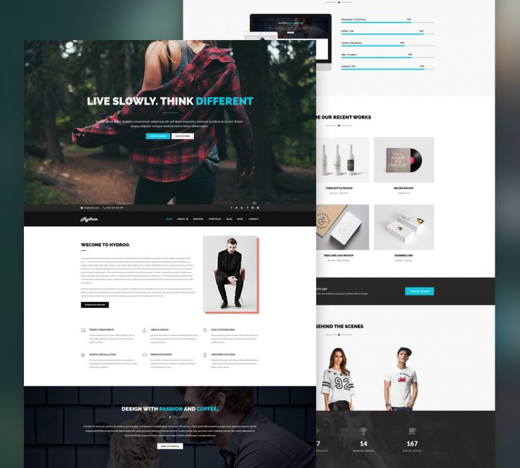 One page Agency Website Template Free PSD