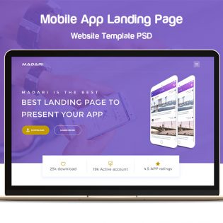 Mobile App Landing Page Website Template PSD