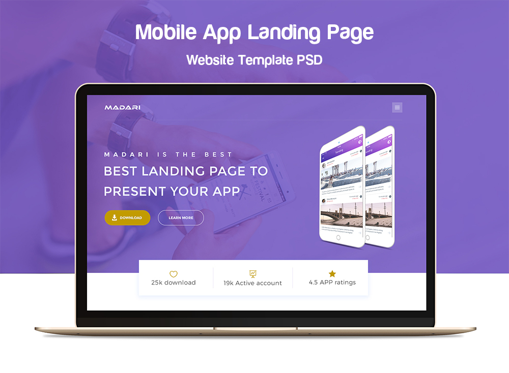 Download Mobile App Landing Page Website Template Psd Download Psd PSD Mockup Templates