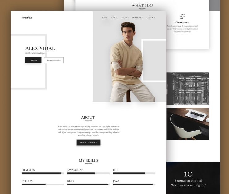 Portfolio and Resume Website Template Free PSD