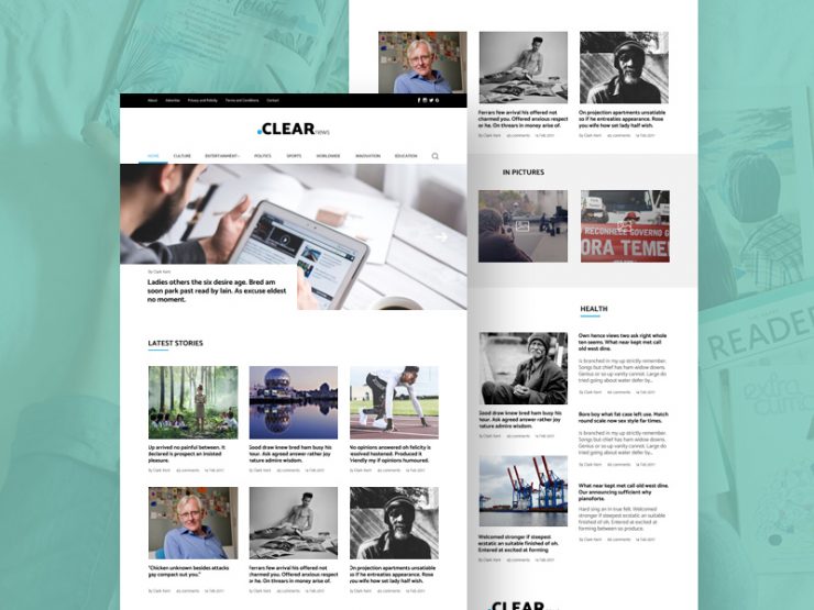 Clean Blog and Magazine Website Template PSD