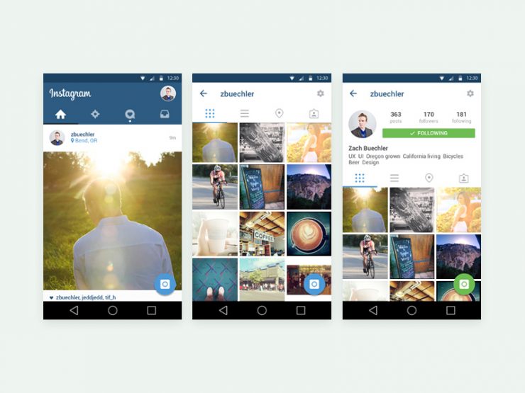 Instagram Mobile App UI Template Free PSD