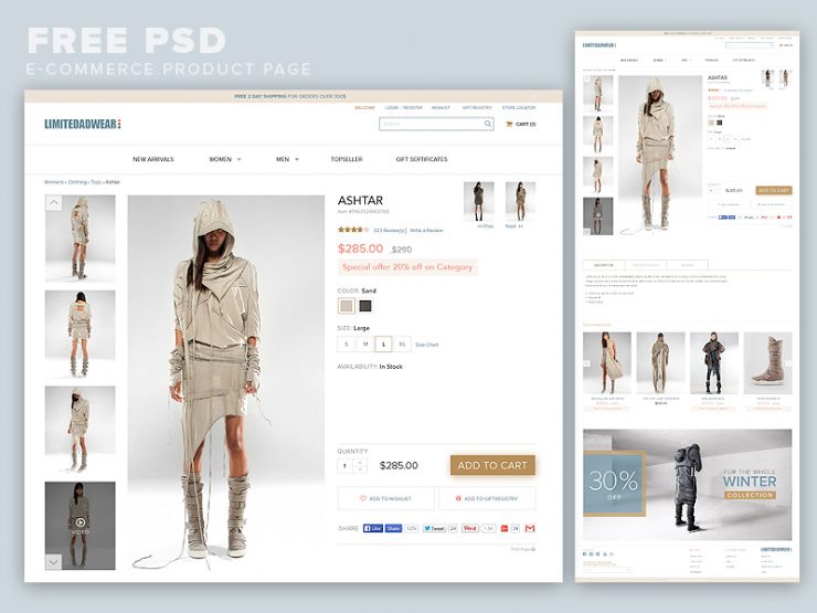 eCommerce Product Page Template Free PSD