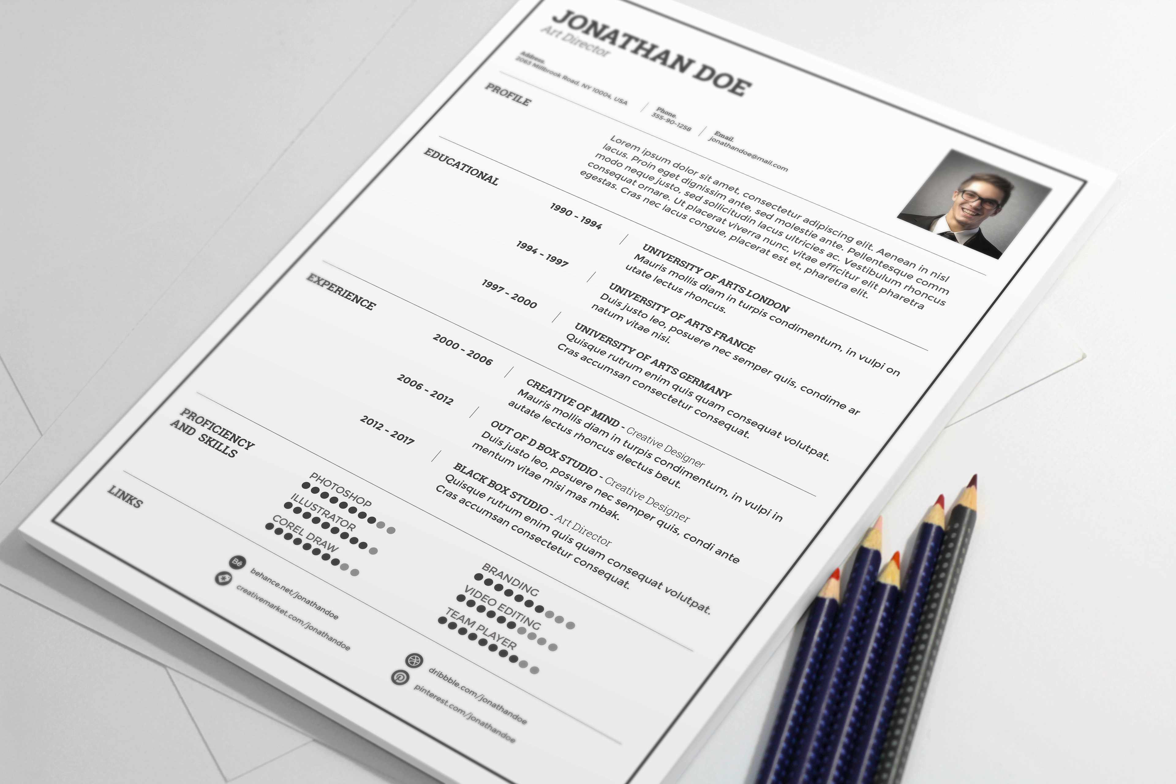simple clean resume template psd