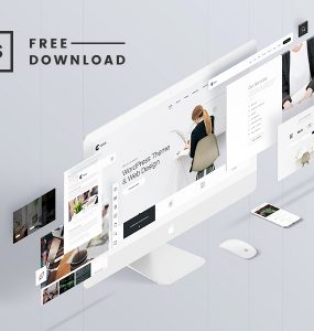 Website Elements Perspective Mockup Free PSD