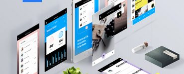 Mobile Application Perspective Mockup Free PSD