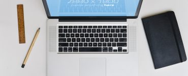 Macbook Pro table Top Mockup Free PSD