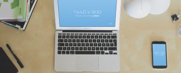 Macbook Air Top view Mockup Free PSD