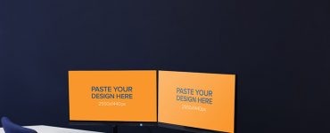 Dual Monitor Screen Mockup Free PSD
